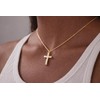 14K Gold Cross Necklace for Women Small Diamond Pendant Charm