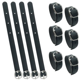 10pcs PU Leather Luggage Tag Straps with Metal Buckle Black Leather Luggage Tag Loops for Suitcases Briefcase Backpacks Travel Hanging Accessories