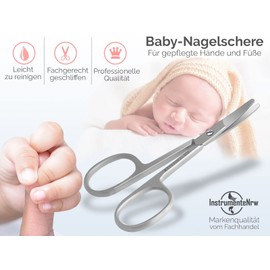 Baby Nail Scissors Children's Scissors with Rounded Blunt Tips for Safe Use on Fingernails and Toenails Stainless Steel with Case 9.5 cm