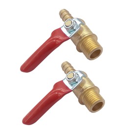 BesNPT Brass 1/4" NPT Male to 5/16" Barb Shut-Off Ball Valve for Water Fuel Air (Pack of 2)