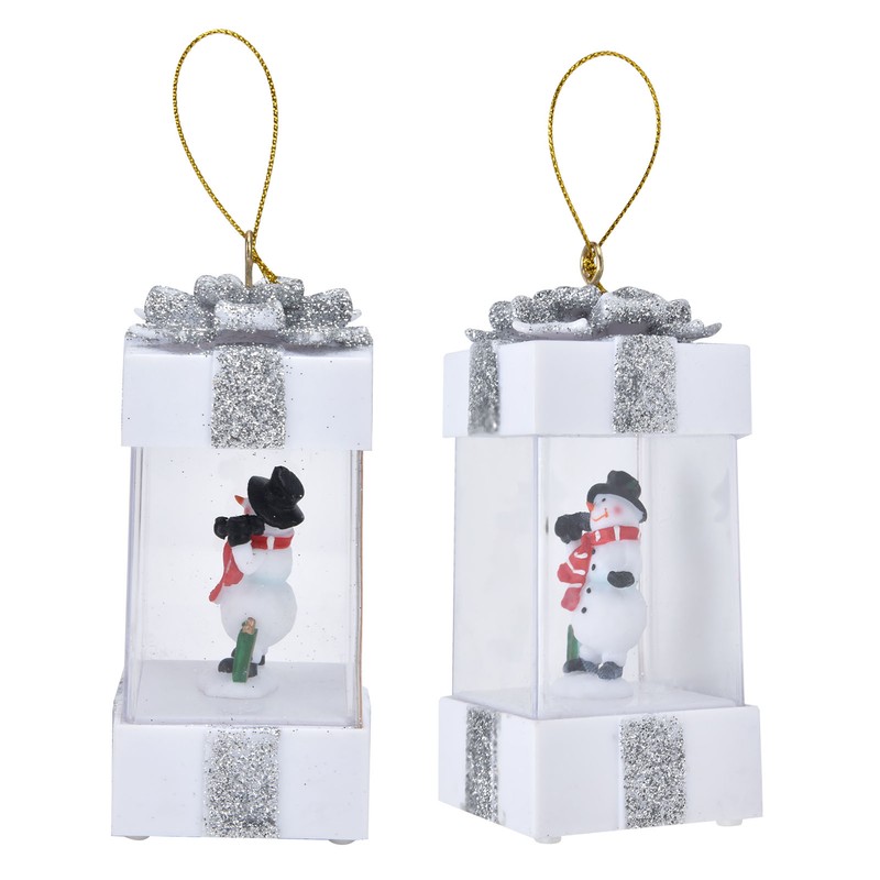 4.7inch Christmas Snowman Scene Hanging Lanterns Battery Operated Lighted Lamp