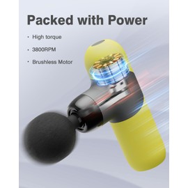 Morelax Mini Massage Gun Portable Deep Tissue Muscle Percussion Massager, Electric Handheld Sport Massager with 6 Massage Heads 4 Speed, Best Gift (Yellow)