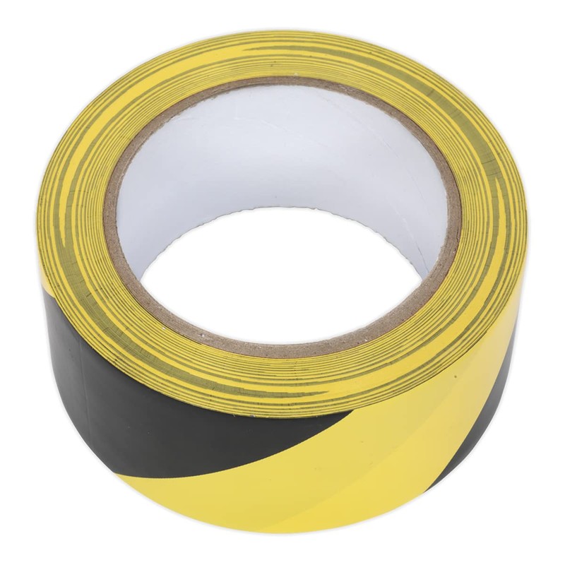 Sealey HWTBY Hazard Warning Tape 50mm x 33mtr Black/Yellow