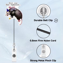 1Pcs Funny Badge Reels Retractable,Cute Rat Badge Reel,Acrylic Alligator Badge Holder Clip Cute Animal Name Tag Badge Clip for Nurse, Nursing Student, Teache,Student and Office Worker