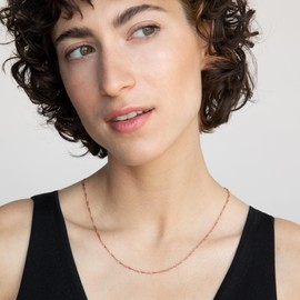 day.berlin Women's Twist Necklace 18 K Gold-Plated Filigree Chain Twisted without Pendant 42 cm + 5 cm Variable Length Made of 316L Stainless Steel, Nickel-Free and Waterproof, Stainless Steel, No