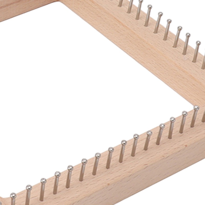 Mini Square Knitting Tool with Hooks Wooden Crochet Board for