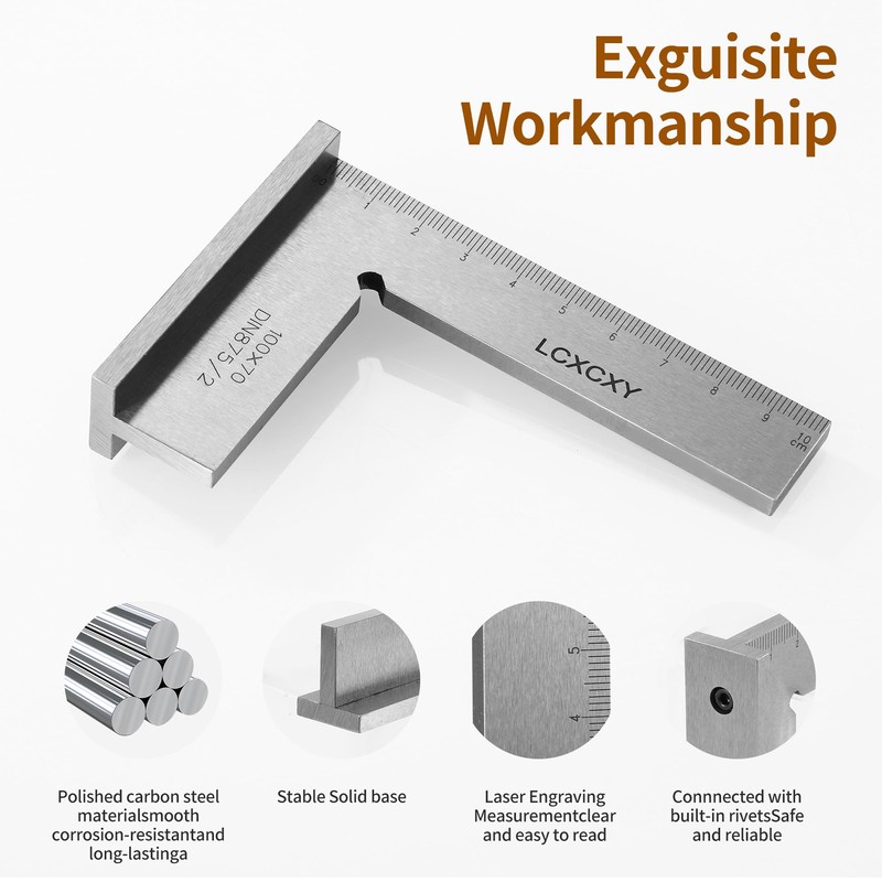 Try Square Metal 100 x 70 mm, Carpenter's Square with