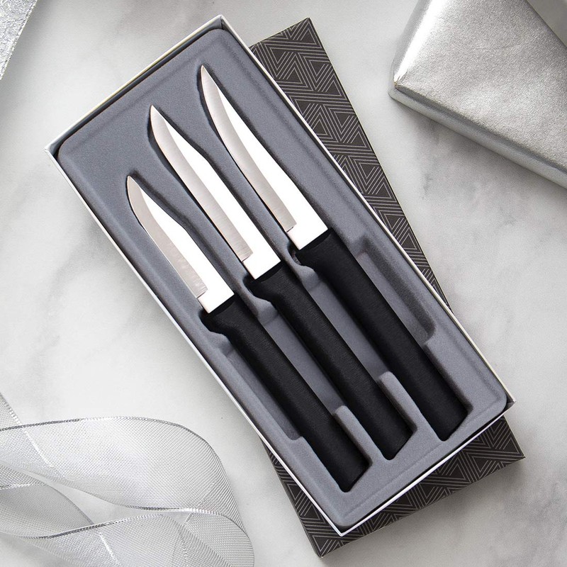 RADA Set of 3 Black Handled Paring Knives With Knife