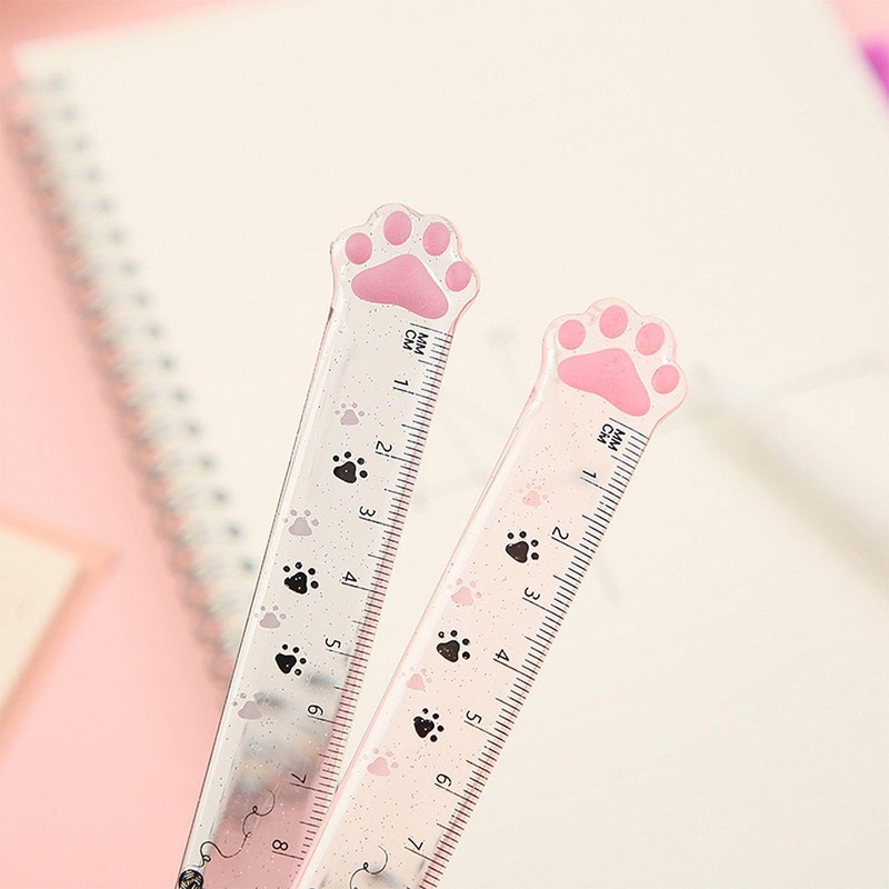 4 Pieces Of Cat Paw Rulers, Creative Measuring Rulers, Plastic