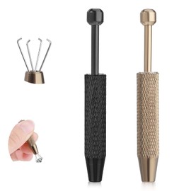 2 PCS Piercing Ball Grabber Tool Diamond Claw Tweezers Piercing Assistant Pen Stainless Steel Jeweler Pick Up Tool 4 Claw Gem Picker Tool Pink Chip Pick for Small Parts Pickup (Black&Brown)