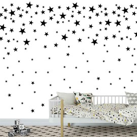 DXLING 174pcs Mixed Size Star Wall Stickers Home Decor Bedroom Removable Nursery Wall Decals Kids DIY Art Decal JW343 (Black)