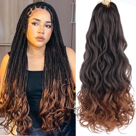COOKOO 18 Inch 9 Packs Ombre Brown Spiral Loose French Curls Braiding Hair 65g/pack Bouncy Braids Hair Precurled Spanish Curls Synthetic Braiding Hair Extentions for Black Women T30#