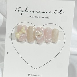 Cream Mink Gel Handmade Nail Tips - Short Square / 크림 밍크젤 수제네일팁 - 숏스퀘어