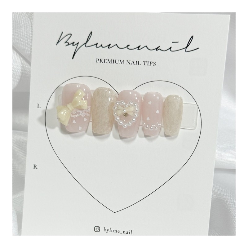 Cream Mink Gel Handmade Nail Tips - Short Square /