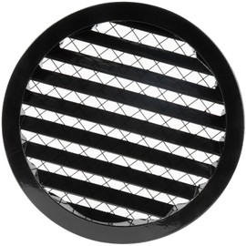 Vent Systems 8" Inch Soffit Vent Cover - Black Round Air Vent Louver - Grill Cover - Built-in Mesh Screen - HVAC Vents for Outside Use, Home Office, Kitchen - Industrial Aluminum Alloy Grille
