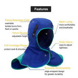 Welding Hood, Heat and Abrasion Resistant Protective Head Cover, Welding Caps with Neck Shoulder Drape, Welding Helmet accessories, Head Protection for Men & Women