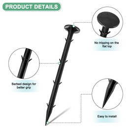 M METERXITY 8-Pack Survey Markers Garden Stakes, 7.9 x 1.3 Inch Plastic Low Profile Survey Stakes Property Line Markers Boundary Anchors Spikes for Tarpaulin/Lawn Border [Black]