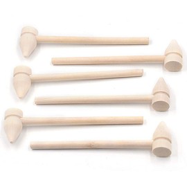 Teensery 10 Pcs Mini Wooden Hammers Small Pointed Mallets for Cracking Chocolate Hearts