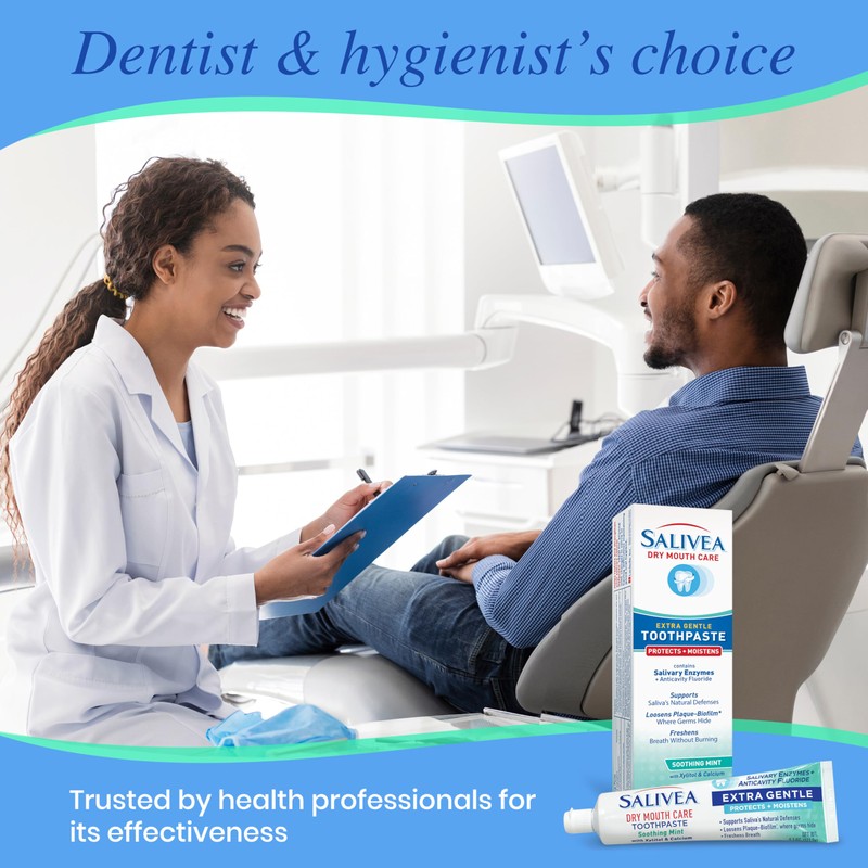 SALIVEA Gentle Toothpaste for Dry Mouth Care, 4.3 oz Tube,