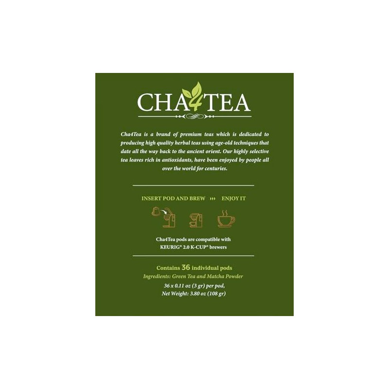 Matcha Green Tea Pods for Keurig - 36 Count