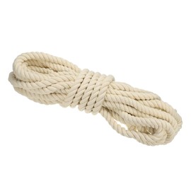 PATIKIL Natural Twisted Cotton Rope 50 feet x 13/16 Inch 3 Strand Strong Cotton Rope Tug of War Rope for Railings Crafts Games Home Decor, Beige
