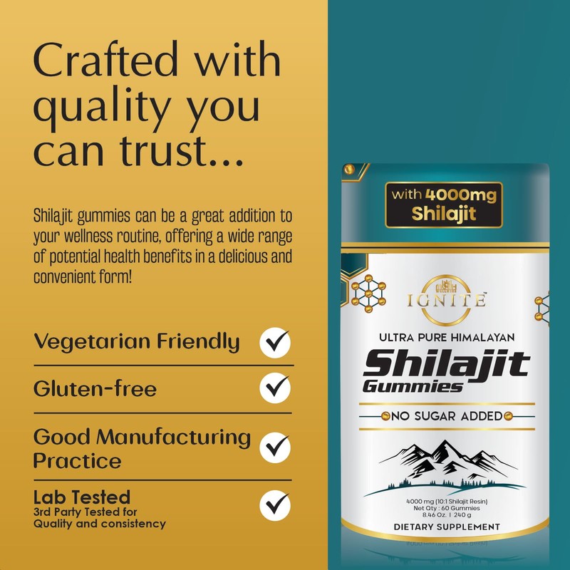 MBDH Wellness Pure Himalayan Shilajit Gummies 4000mg, Sugar-Free with KSM-66