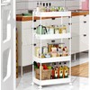 SPACEKEEPER Storage Cart, 4-Tier Mobile Shelving Unit, Bathroom Rolling Cart