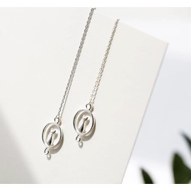 Iszie 925 Sterling Silver Sweet Little kitten Cat Drop Dangle Pull Through Earrings Gift For Cat Lover Girls Women's Earrings