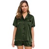SWOMOG Womens Silk Satin Pajamas Set Short Sleeve Button Down