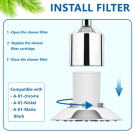 A01 Multi-Stage Shower Filter Replacement Compatible with Afina Filtered Shower Head for Hard Water, Remove Chlorine and Other Impurities,2 Pack,