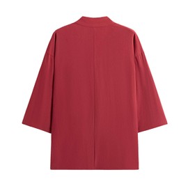 PRIJOUHE Men's Japanese Kimono Jacket Cardigan Yukata Noragi Casual Fashion Seven Sleeves Lightweight Open Front Coat