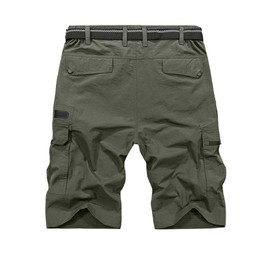 Jessie Kidden Mens Outdoor Casual Expandable Waist Lightweight Water Resistant Quick Dry Fishing Hiking Shorts #6222-Army Green,38