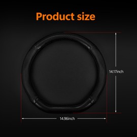 QODOLSI 1 Pack Car Breathable Steering Wheel Cover, Wear -Resistant Steering Wheel Sleeve, Carbon Fiber Non-Slip Steering Wheel Protector, Four Seasons Universal Steering Wheel Set (Black #D -Shaped)
