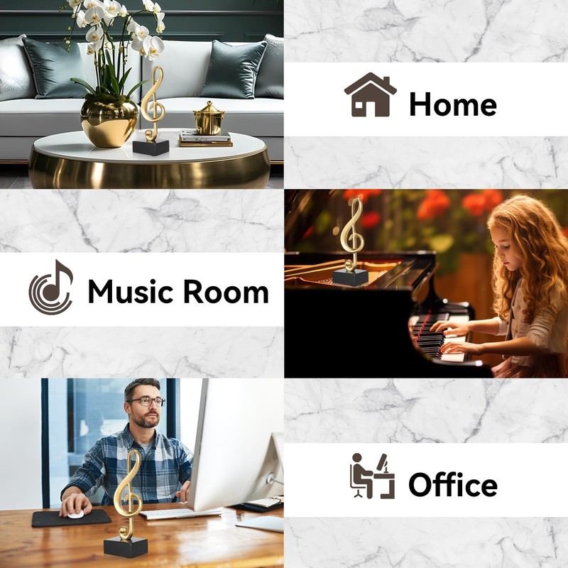 Bakiauli Musical Notes Statues, Small Musical Notes Decorative Desk Ornaments