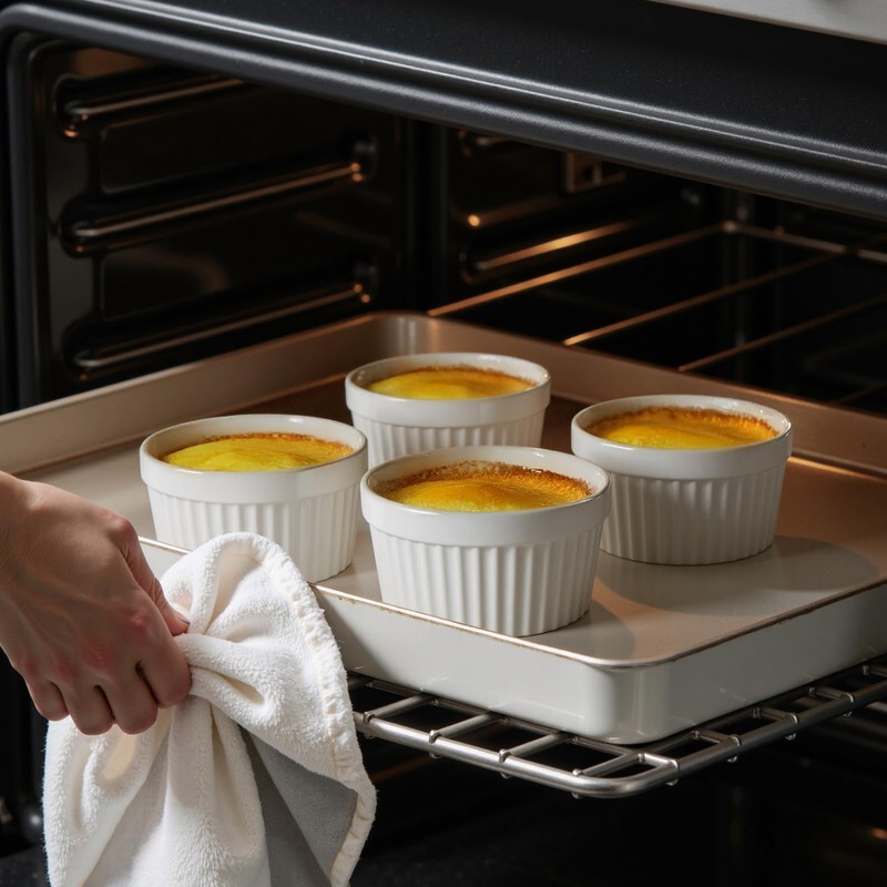 Sweese 8 oz Ramekins with Lid, Porcelain Creme Brulee Souffle