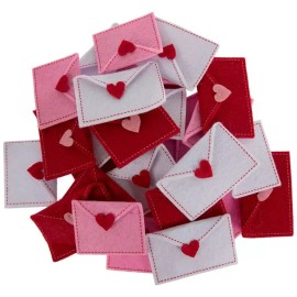 Hobby Lobby HL Valentines Craft Supply - Red White Pink Love Letter Felt Envelopes