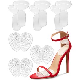 Snqqmtt 3 Pairs Heel Cushions Inserts and 3 Pairs Metatarsal Pads for Women, High Heel Comfort Pads, Silicone Shoe Insoles, Heel Grips and Ball of Foot Cushions for Blister Prevention, Shoe Too Big