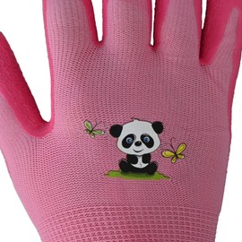 KALEAS Children's Garden Gloves, Work Gloves, Knitted Gloves with Latex Coating, Non-Slip, Breathable, from 3 Years, 1 Pair (23012) (4 (3-6 Years), Rose Pink)