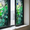 Privacy Window Film Stained Glass Window Blue Green Wave Decorative