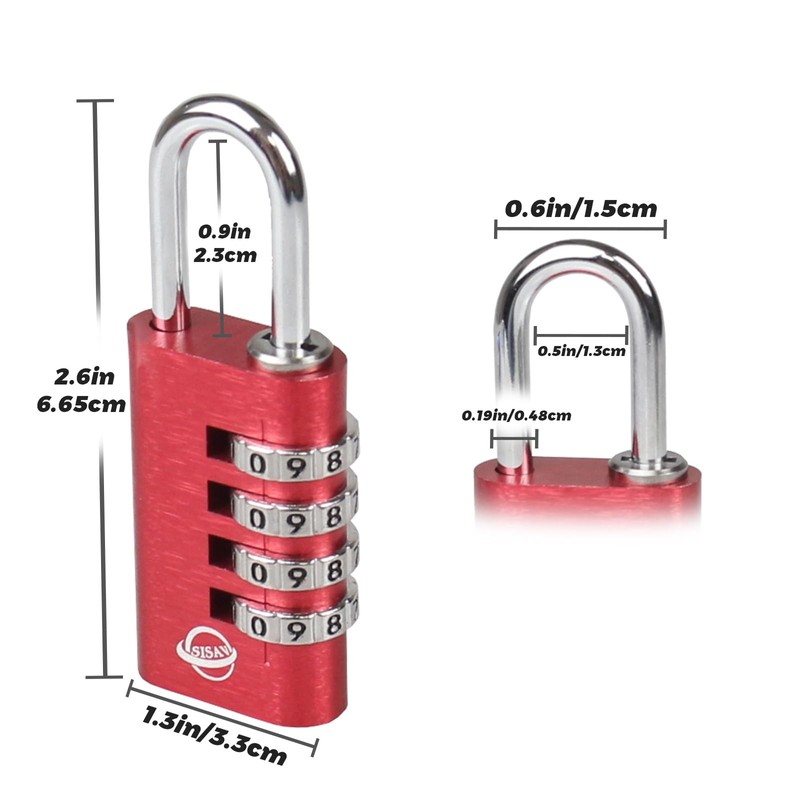 SISAV Combination Lock,4 Digit Gym Combination Padlock for School Lockers,Toolbox,Fence