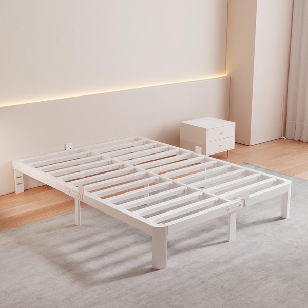 KZZLOL White Full Bed Frame 10 Inch, Low Full Size