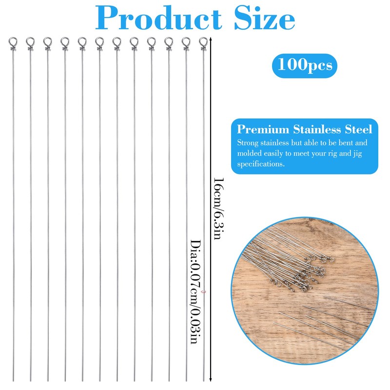 100PCS Fishing Wire Spinner, Stainless Steel Lure Making Supplies, Fish