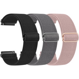 GloryFit Smart Watch Bands, 22mm Elastic Nylon Watch Straps for GloryFit T80 T70 T60 T50 P99 P98 Smartwatch, Replacement Wristband Adjustable Sport Straps Fabric Breathable Lightweight (Black+Grey+Pink)
