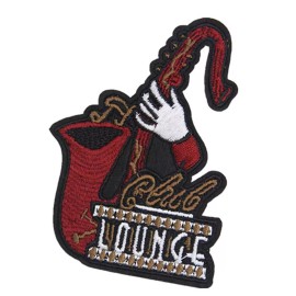 unbranded music Club Lounge Saxophone sax H3.8" Embroidered sew Iron On Patch 3461