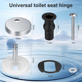 BOBOPACK Set of 2 Toilet Seat Hinge Attachments, Stainless Steel Seat Hinges, Toilet Lid with Soft-Close Mechanism, Toilet Lid Screw Connection, with Replacement Rubber Screw and Nut for Toilet Blind