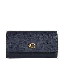 COACH Outlet Women's Accessory Key Case CH799 B4BHP (Brass x Midnight Navy) Navy [W] Approx. 4.3 inches (11.0 cm) [H] Approx. 2.6 inches (6.5 cm) [D] Approx. 0.8 inches (2.0 cm), B4BHP (Brass x