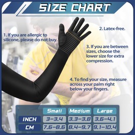 Zuscot Copper Long Compression Arthritis Gloves for Women Men, Full Finger Hand Compression Gloves with Touchscreen Tip, Full Arm Pressuse Support Sleeves for Carpal Tunnel, Lymphedema, Trigger Finger