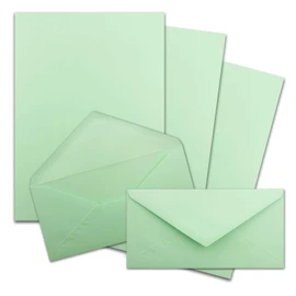 FarbenFroh by GUSTAV NEUSER 50x Briefpapier Set DIN A4 mit DIN Lang Briefumschlägen, Nassklebung - Mint-Grün - mattes Schreibpapier mit Kuverts - FarbenFroh by GUSTAV NEUSER
