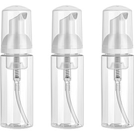 Pack of 3 Foam Dispenser Empty Bottle, Clear Foaming Plastic Pump Bottle, 50 ml Foam Soap Dispenser Pump Bottle, Travel Size Clear Empty Bottle, Foam Dispenser for Lotion, Shampoo, Facial Cleanser
