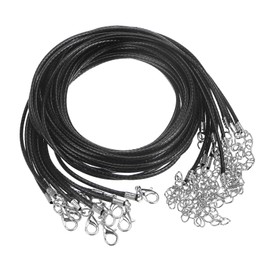 sourcing map 10pcs Waxed Necklace Cord Bulk, 23 Inches and 2mm Dia Necklace String Rope with Clasp for Pendants, Bracelets, Necklaces, Jewelry Making Beading Supplies, Black
